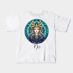 Stained Glass Capricorn Kids T-Shirt